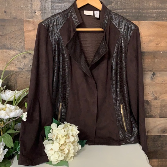 Chico's Jackets & Blazers - Chico’s Faux Suede Brown Jacket Size Large/12